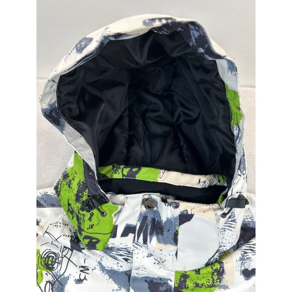 Mutu Snow Ski Coat Mens XL White Green Black Skull Abstract Detachable Hood - Picture 12 of 15